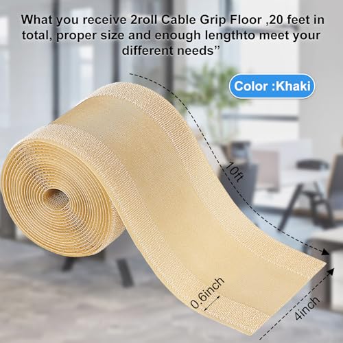 Image of WILLBOND Carpet Cord Cover Cable Protector Floor Cover Cable Protector Management Only for Commercial Office Carpet(9.84 ft,Khaki)