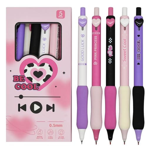 10 bolígrafos corazón gel negro con agarre suave miniatura 1