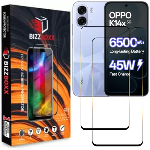 Image of Screen Guard For OPPO K14x 5G Tempered Glass Screen Protector Guard - HD Clarity, Anti-Fingerprint Temper Guard (OPPO K 14x - 6.75 inch) With Installation Kit - Pack of 2
