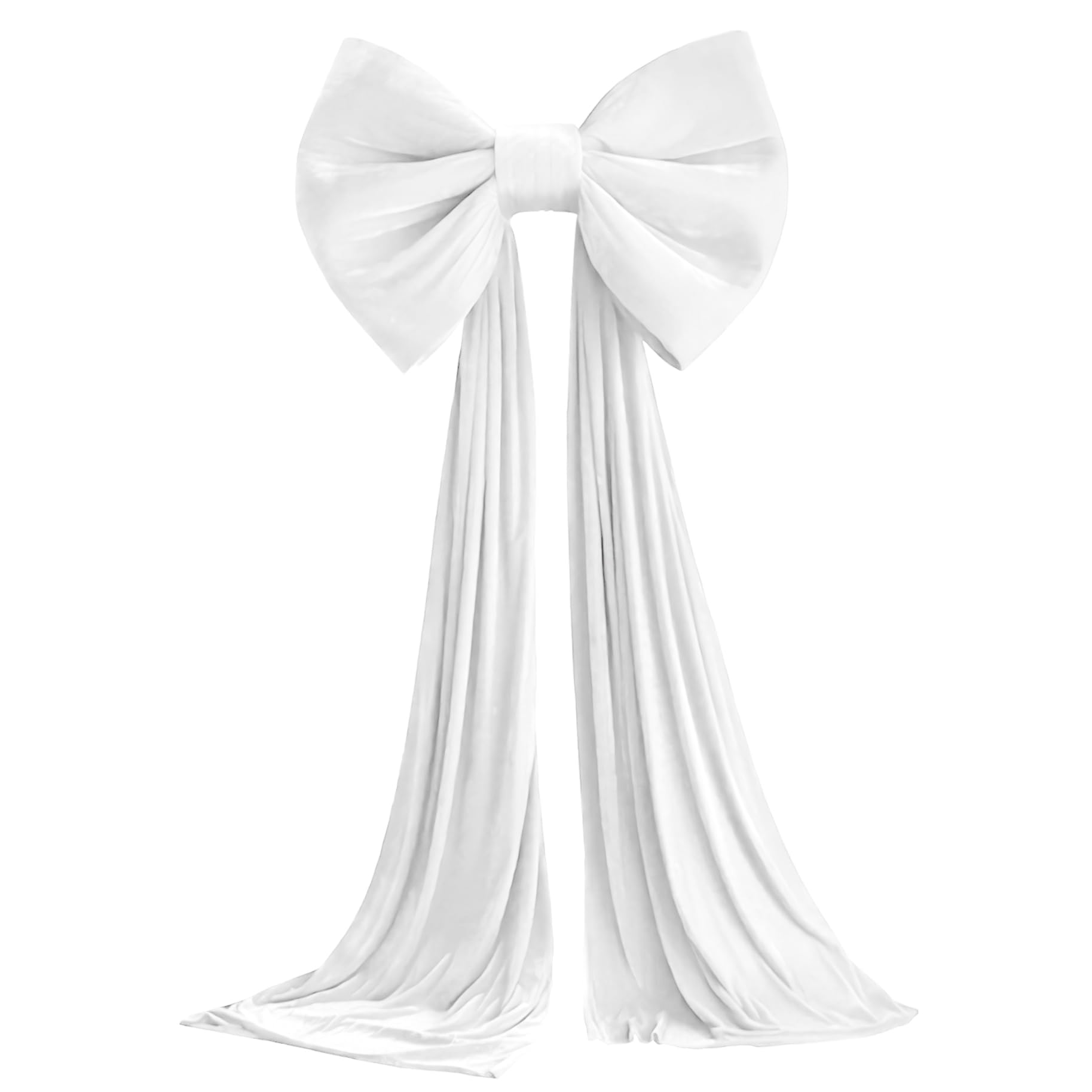 Syglawnd White Christmas Bows, Christmas Tree Topper Bow, 19.7X70.9in Extra Large Velvet Bows For Home Tree Toppers Wreath Wall Room Party Holiday Decor Supplies