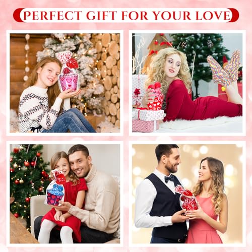 Image of 6 Pairs Valentine's Day Cupcake Socks Fuzzy Sock with Cupcake Card DIY Gift Slipper Stockings for Winter Women Men