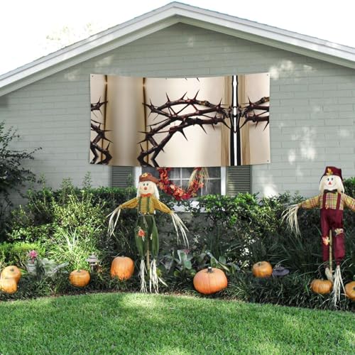 MINDBBDFJ Crown Of Thorns Print Banners And Signs For Outdoor/Indoor,Personalized Banner Customizable Parties Halloween Banner (180x90cm)3