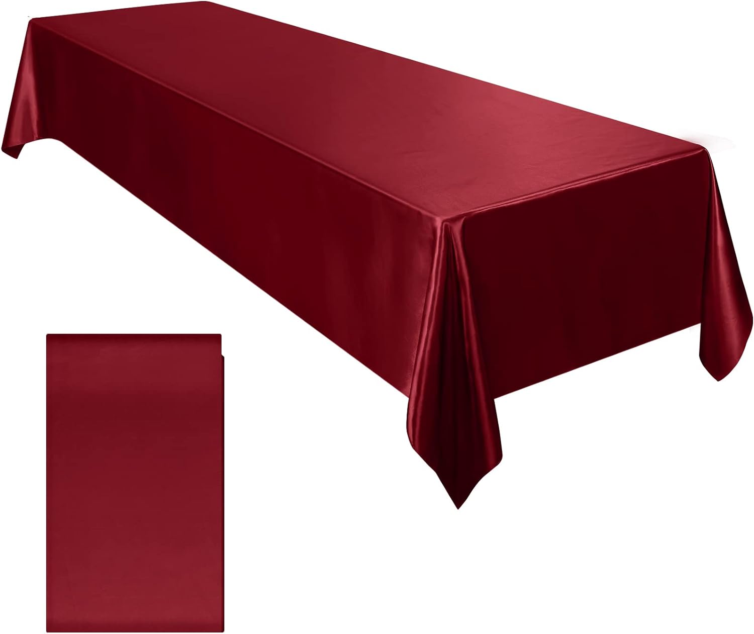 Ruisita Satin Party Tablecloth Table Cover 58 x 102 Inches Wedding Rectangle Bright Silk Tablecloth Table Cover Smooth Fabric Tablecloth Table Decor for Wedding Banquet Table Decoration, Burgundy Burgundy 58 x 102 Inches