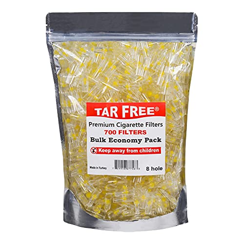 Tar Free Disposable Cigarette Filters - 350,700 Piece Bulk Cigarette Filter Pack - Easy to Use Smoking Filters - GMP Certified Safe - Reusable Up to 6 Times -Tar Filters in Resealable Bag (700 Count)