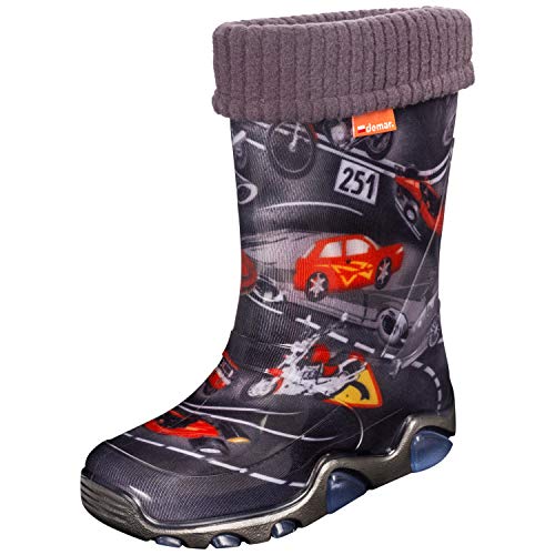 demar. Kinder Mädchen Jungen Gummistiefel gefüttert Regenstiefel, Autos, 30/31 EU