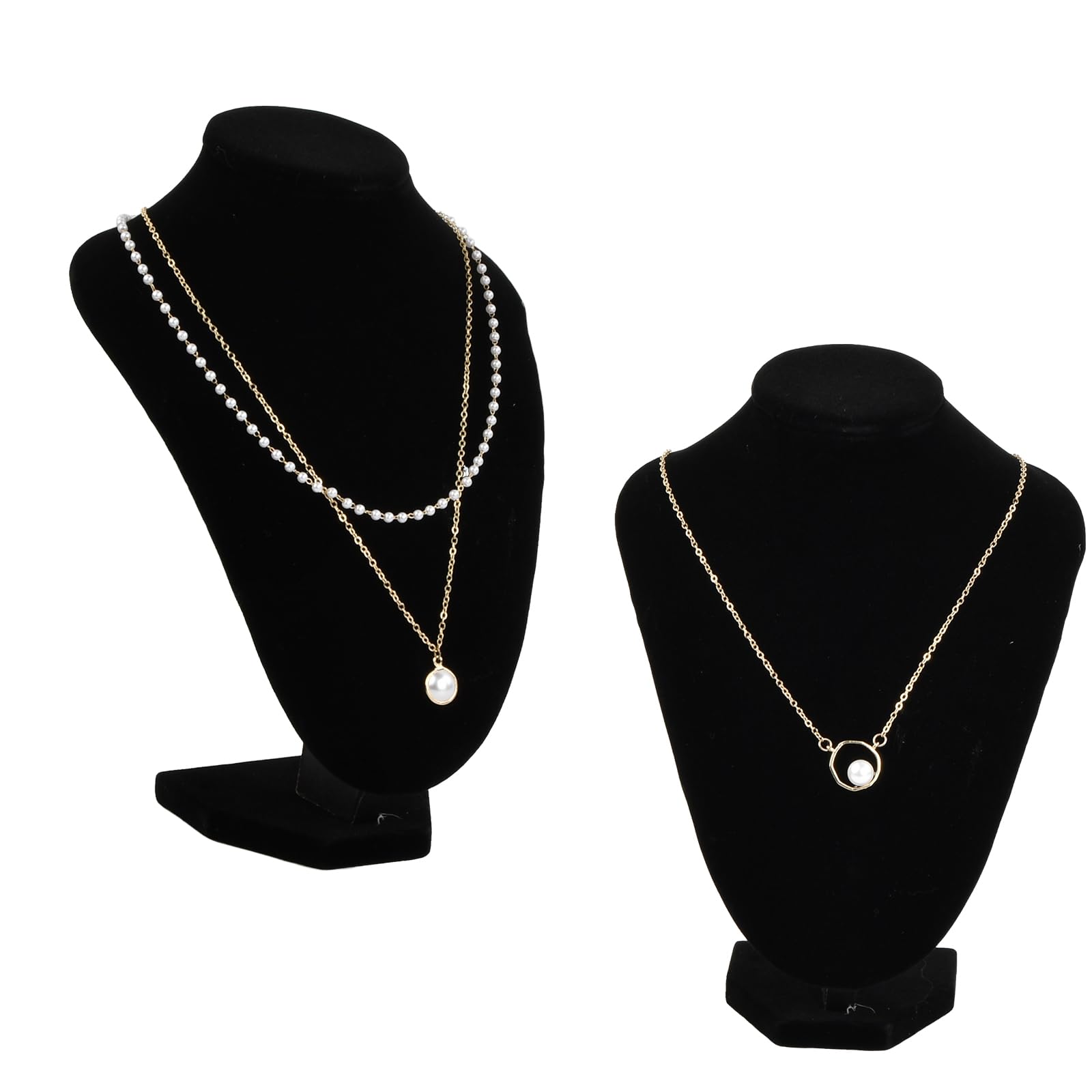 Lot de 2 Présentoir de Collier en Velours, 21 x 16 cm Présentoir à Bijoux Buste, Collier Organisateur de Velours Noir, Porte-collier Présentoir de Bijoux pour Colliers Pendentifs Vente