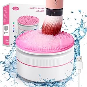 Makeup Brush Cleaner Machine, Electric Make up Brush Cleaner Cleanser, Quick Deep Cleaning for Makeup Brushes Sponge, With Strong Suction Cup Stick to Sink, Stocking Stuffers Gifts for Women Wife Mom