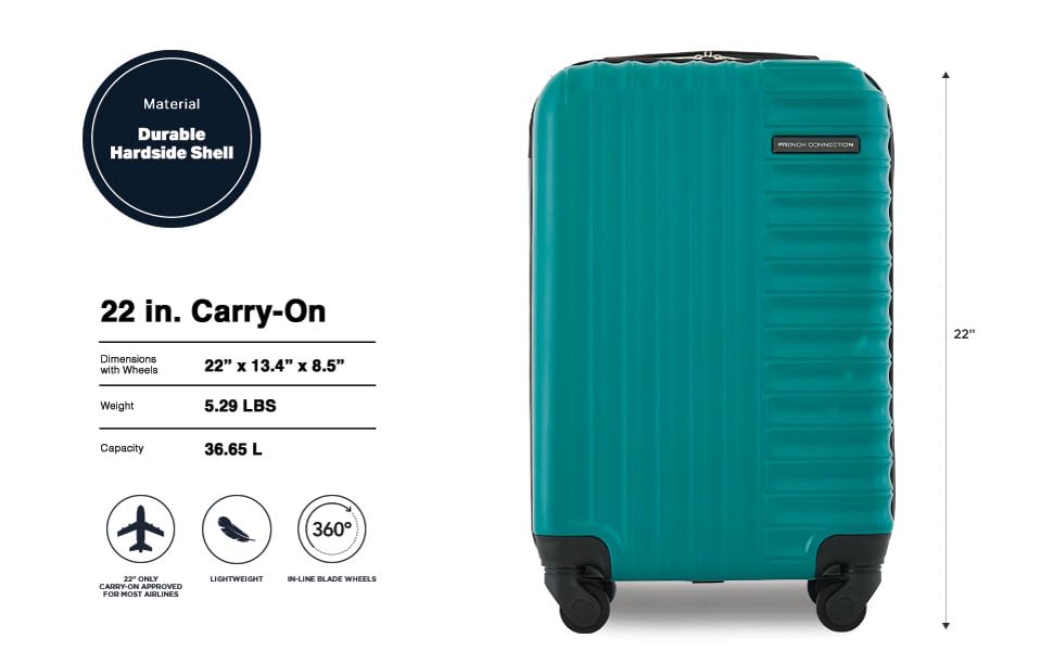 Image of French Connection 22 inch Quinn Carry-On Luggage, North Sea