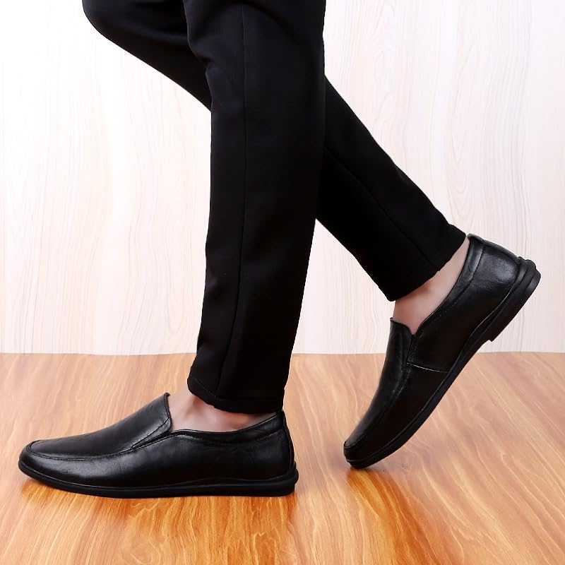 Men's Loafers Solid Color Round Toe Vegan Leather Loafer Shoes Comfortable Anti-Slip Lightweight Fashion Slip-ons4
