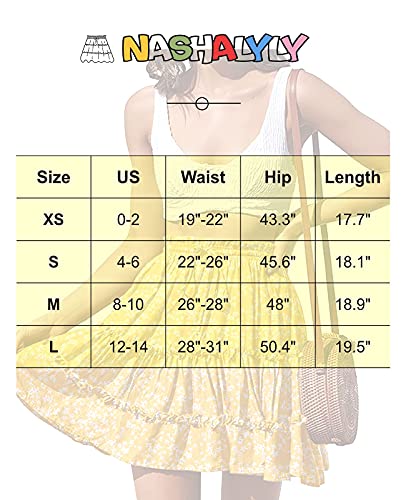 Nashalyly Women's Summer Boho Floral Print Mini Skirt High Waist Drawstring Tiered Skirts(Flower-6,S) #TOP4