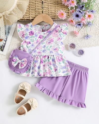 Image of Weebaby Toddler Girl Clothes Baby Summer Outfits Sleeveless Halter Top Ruffle Short Set Cute Kids Clothes Girls