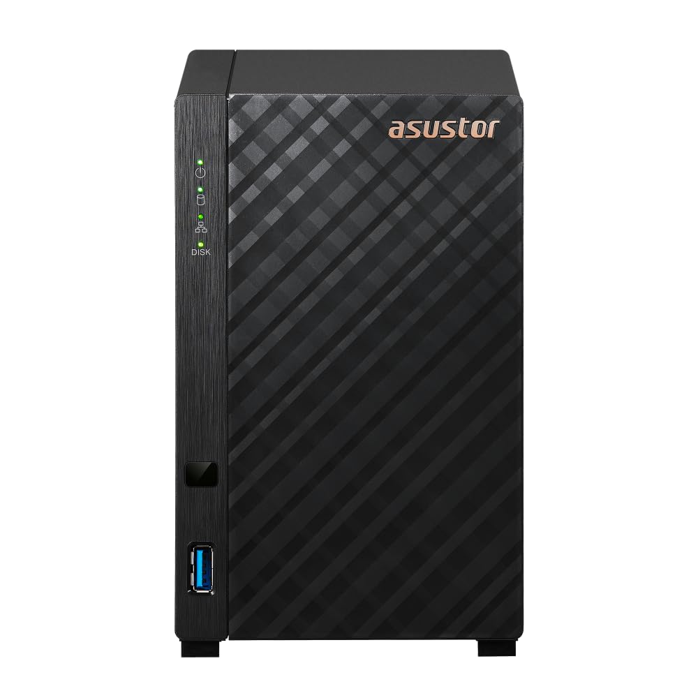 Asustor Drivestor 2 Gen 2 AS1202T, Serveur NAS 2 Baies, Quad-Core 1.7GHz CPU, 2.5GbE Port, 1GB DDR4, 3 USB 3.0, Stockage en réseau (sans disques)