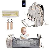 Petrichor Diaper Bag Backpack, Travel Portable Baby Diaper Bag with Changing Station Waterproof Diaper Bags for Baby Boys Girls Baby Bag Backpack with USB Charging Port Large Capacity Gray