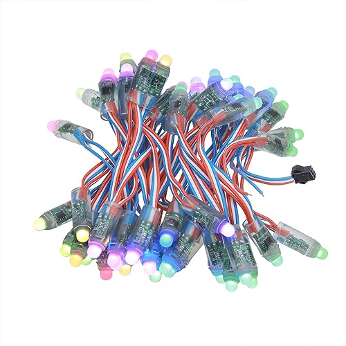 ALITOVE 50st WS2811 RGB 12V LED Pixels Licht Individueel Adresseerbaar 12mm Diffuus Digitale Full Color LED Pixel Module Licht voor LED-scherm Muur Reclamebord IP68 Waterdicht