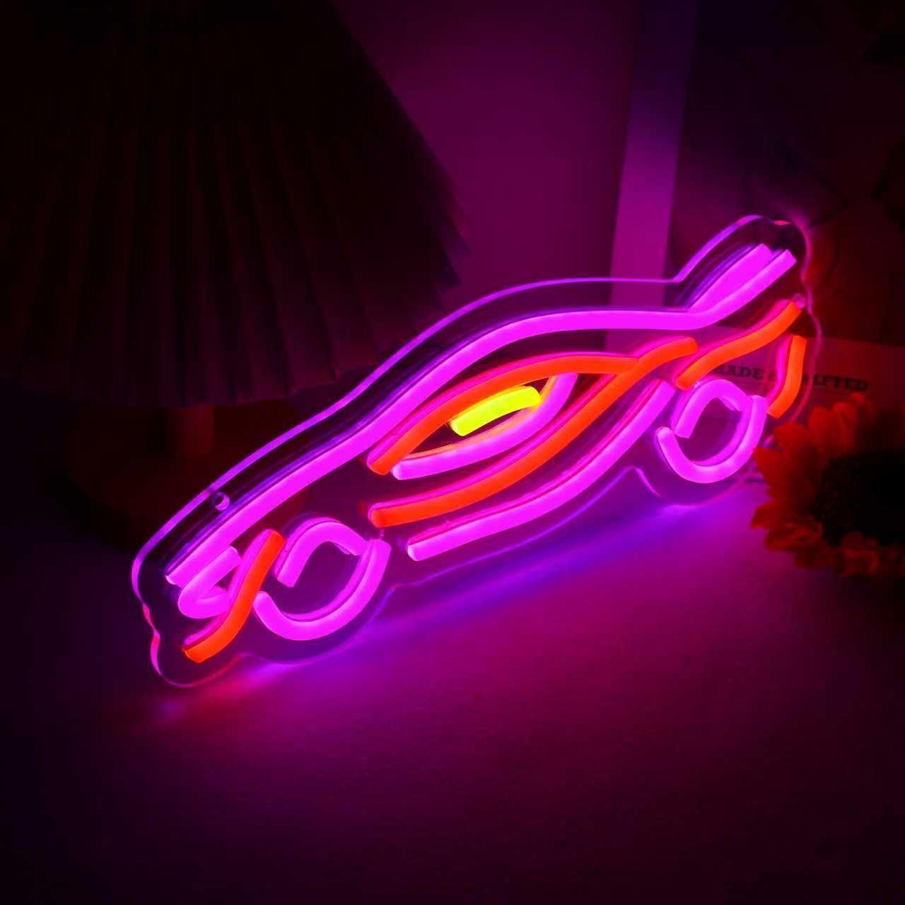 Sports Car Neon Signs, Racing Car Light Up Sign Bedroom Decor Car Dimmable LED Light for Boys Garage Man Cave Bar Game Room, Usb Powered Car Signs for Christmas Gifts - Image 2