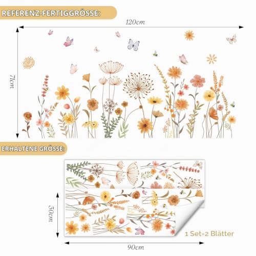 SHUCHING Wandtattoo Blumenwiese Boho Herbst – Ansicht 4