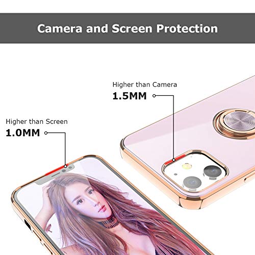 WATACHE for iPhone 12 Case,for iPhone 12 Pro Case, Crystal Clear Slim Fit Protective Case Cover with [Ring Holder Kickstand] [Magnetic Car Mount Feature] for iPhone 12/12 Pro 6.1 Inch,Light Purple - Thumbnail 4