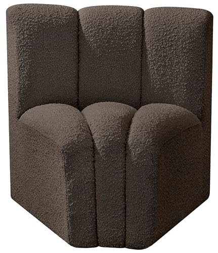 Sillón Curvo Marrón Tela Bouclé miniatura 5