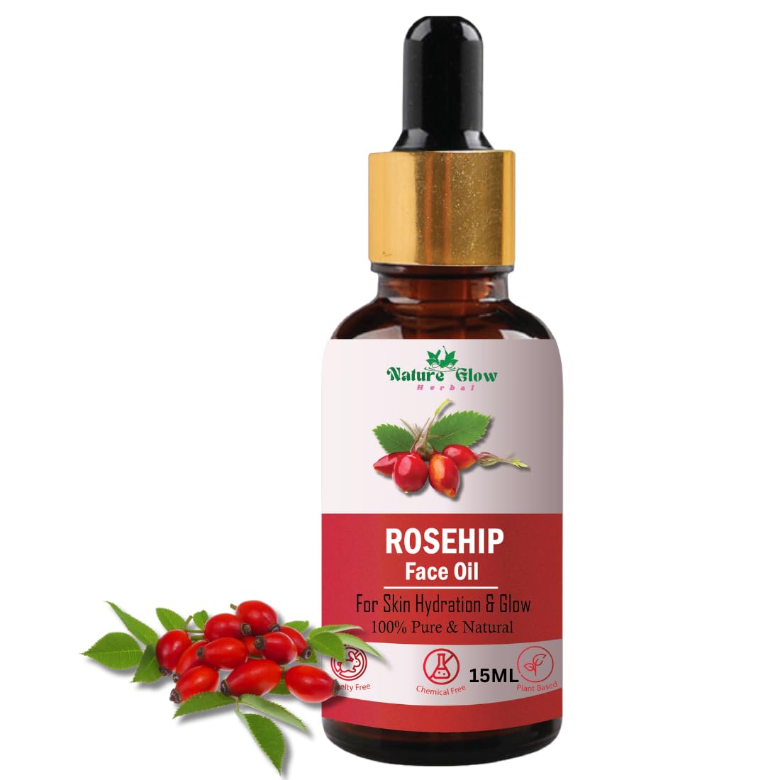 Rosehip Facial Oil Organic, Cold-Pressed, Anti-Aging, and Hydration | Reduces Scars & Reduce Stretch Marks |Sustainable skincare-15ml