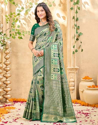 Image of SIRIL Women's Banarasi Soft Silk Blend Banarasi Jacquard Saree With Unstitched Blouse Piece