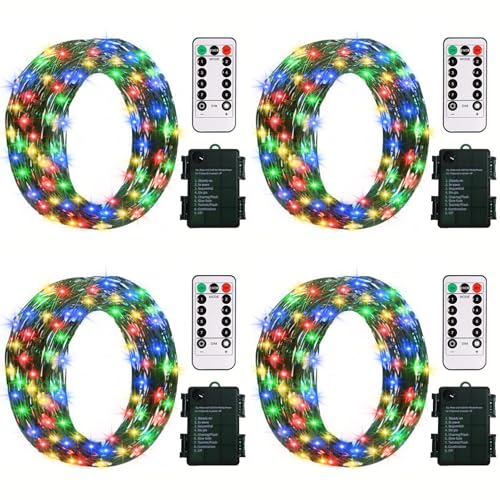 ZAIYW 4 Pack Fairy Lights Battery Operated, 16.5Ft 50LED Fairy Light with Remote Control Timer...