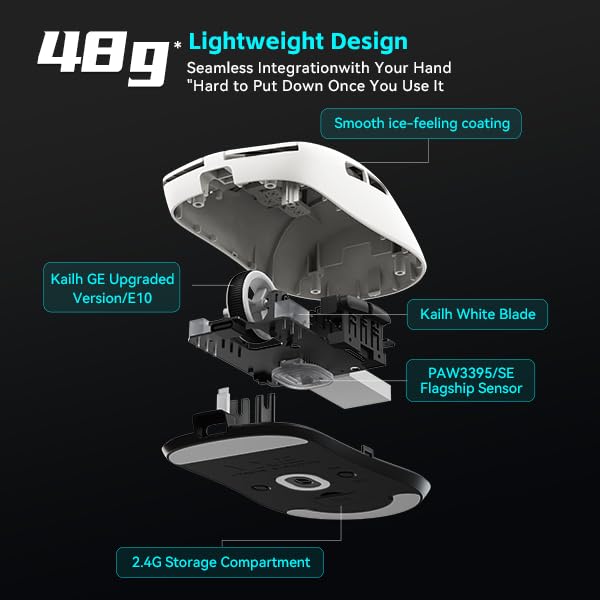 Image of ATK VXE Dragonfly R1 S Wireless Gaming Mouse, 55g Lightweight, Xhero AI Sensor, Adjustable DPI, 1k Polling, 150 Hr Battery Life, Tri-Mode Nearlink /Bluetooth /Wired
