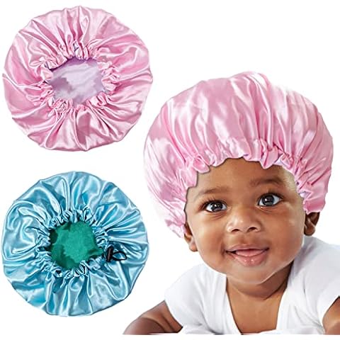 Adjustable Kids Satin Bonnets Sleeping Caps Shower Caps for Girls Boys,Elastic Band Reversible,Soft,Breathable Cover