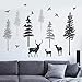 Runtoo Wandaufkleber mit Waldtieren, Baum, Hirsch, Familie, Kinderzimmer, Wohnzimmer, Schlafzimmer, Kinderzimmer
