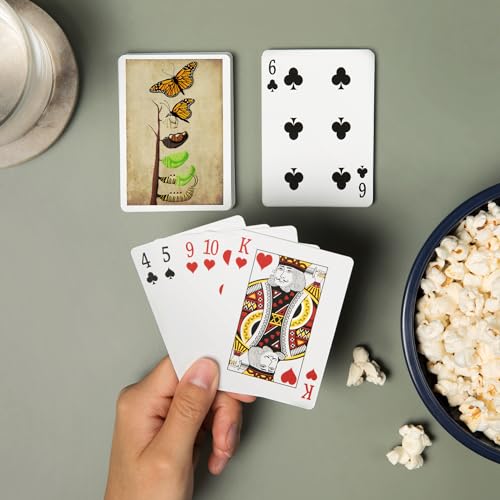 Baraja de 52 cartas tamaño póker ciclo mariposa monarca miniatura 2