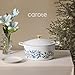 CAROTE 7QT Cast Iron Dutch Oven Pot with Lid, Enameled Floral Dutch Ovens with Cotton Potholders & Oven Gloves, Versatile Heavy-Duty Cookware for Sourdough Bread Baking, Braising, Stews, All Stovetop Compatible, Oven Safe up to 500° F, White & Blue