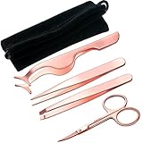 Jovitec Fake Eyelashes Applicator Tool, Slant Tip Hair Tweezers, Eyebrow Tweezers Eyebrow Scissors,...