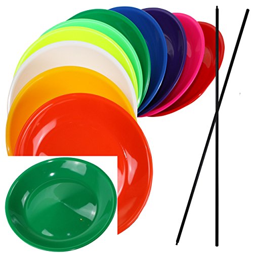 SchwabMarken 1 Jonglierteller GRÜN mit Kunststoffstab - Jonglierteller mit Holz- oder Kunststoffstab in vielen verschiedenen Mengen und Farben