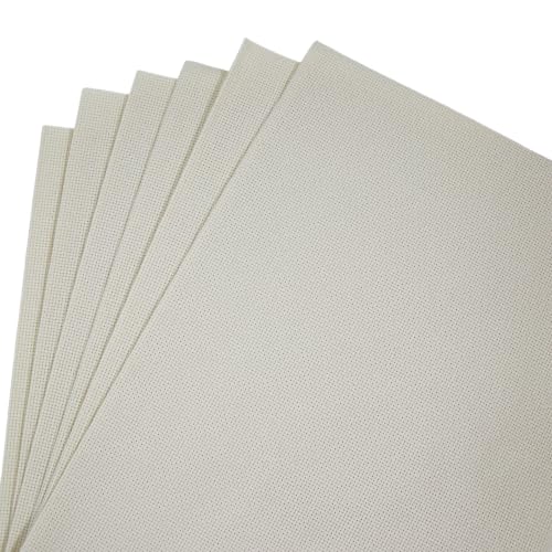 Image of KCS 4 /6 pc of 12 inch x 18 inch 30cmx45cm 16 Count Cotton Aida Cloth Cross Stitch Fabric (Cream, 6 pc)