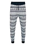 NOROZE Herren Weihnachten Pyjama Jogginhose Hose Xmas Jogginghose Herren Geschenke (XL, Faire Insel Reich Marine)