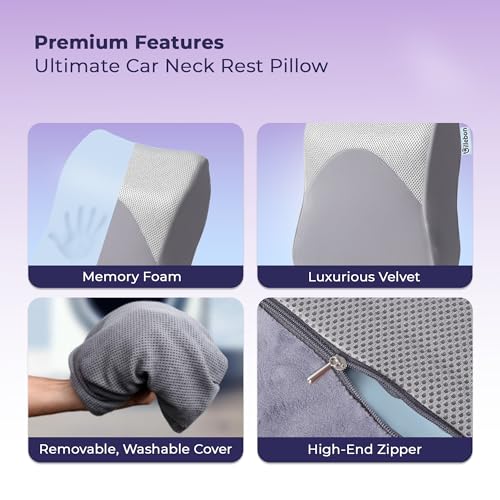Image of Billebon Premium Car Seat Cushions Combo| Lumbar Support| Neck Rest & Car Wedge Seat Cushion for Long Drive Comfort| Gel Infused Memory Foam| Ergonomic Car Cushions Pillows -Black