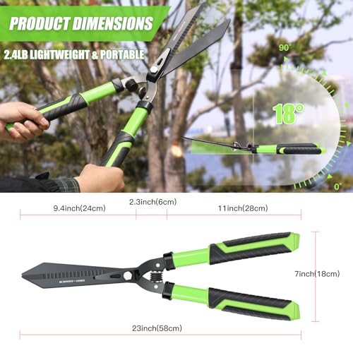Drm-Gdner Garden Hedge Shears Heavy Duty,23 Inch Manual Hedge Clippers With New Tech Serrated Blade & Dual Shock Absorbing Cushion,Shears Gardening Tools For Pruning Borders&Shrubs,Green/Black thumb #1