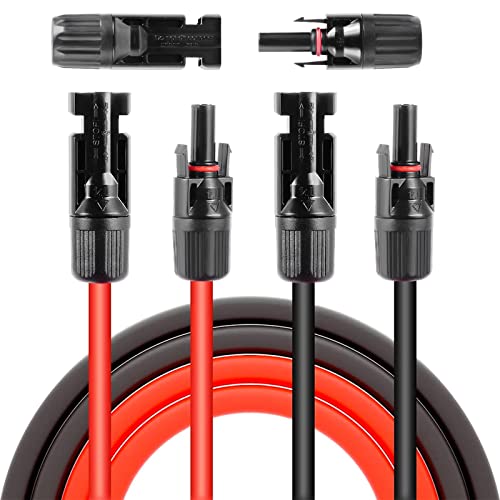 Alargador de cable solar, 4 mm², cable solar fotovoltaico, con panel solar hembra y enchufe, cable solar rojo y negro (3 m) Cover
