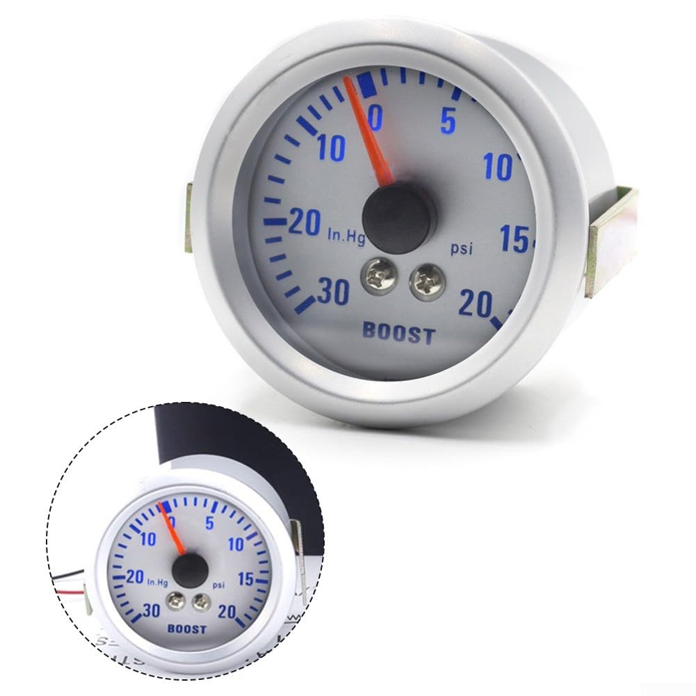 Calibro turbocompressore da 52 mm per modifica auto -30 ~ 20 psi, 12 V luce blu Turbo Boost manometro