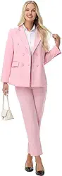 Ternos de calça para mulheres, ternos formais, blazer trespassado, conjuntos femininos de 2 peças