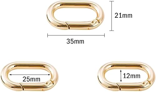 Miniatura 2 de Bobeey 4 llaveros de metal con resorte de mosquetón, clip de ganchos de resorte, hebilla de resorte para llavero, anillo ovalado para bolsas,
