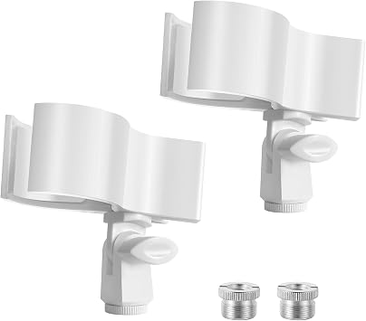 BILIONE 2 Pcs Versatile Microphone Holder, Adjustable Mic Clip for Microphones with Outer Diameter Between 32mm and 60mm, with 5/8" to 3/8" Screw AdapterWhite