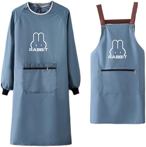 NAN Wind Delantal de cocina para mujer con bolsillos grandes, delantal impermeable de manga larga para cocinar, hornear, limpiar el trabajo disponible en Yaxa Colombia