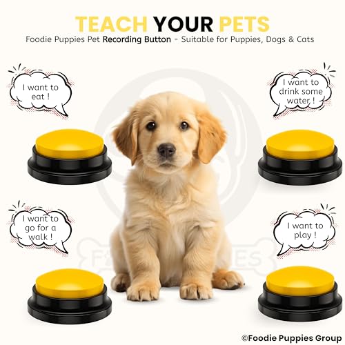 Image of Foodie Puppies Interactive Dog Toys, Pet Voice Recording Button Training Talking Button /Buzzer Toy for Communication - (Yellow) Easy to Use Talking, 30Sec Record & Playback, [Without Battery]