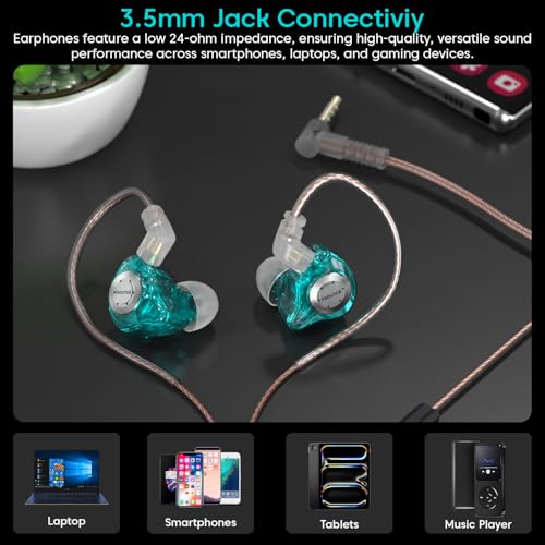 Image of Sounce EDX Pro IEM Earphone HiFi Stereo in-Ear Monitors with Dual Magnetic Circuit Dynamic Driver Premium Acoustic Build Detachable 0.75mm Cable Noise Isolating High Resolution Sound Signature (Cyan)