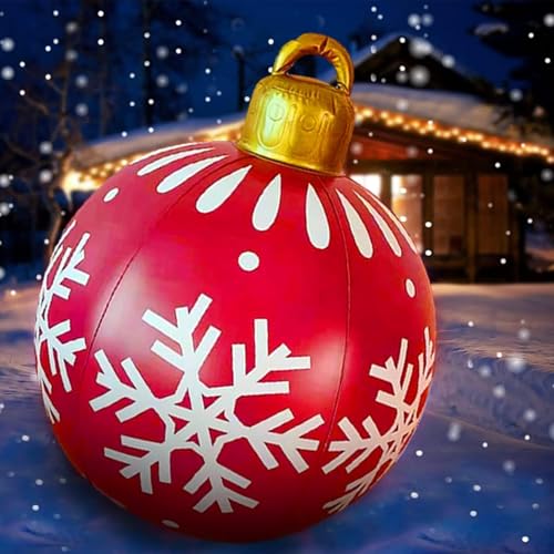 60 cm Groß Aufblasbare Weihnachtskugeln Rote PVC Aufblasbare Weihnachtsdeko Outdoor Indoor Weihnachtsschmuck Für Hochzeit,Heimdekoration,Garten, Außendekoration