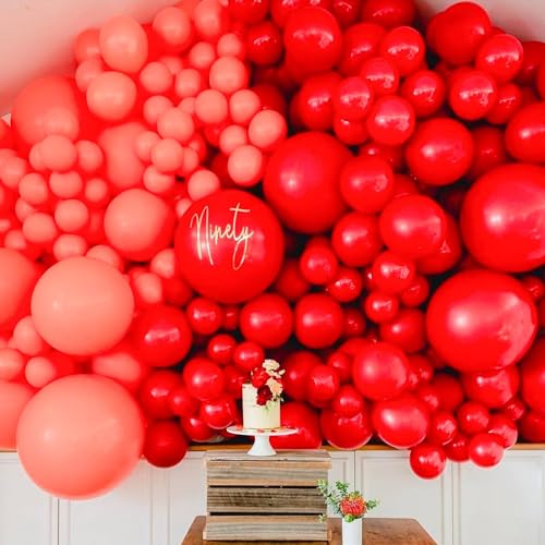 Image of PartyWoo Red Balloons 100 pcs Different Sizes of 18 12 10 5 Inch Red Balloon Arch Kit Garland for Birthday Graduation Bachelorette Citizenship Anniversary Cherry Casino Theme Party Decorations Red-Y57