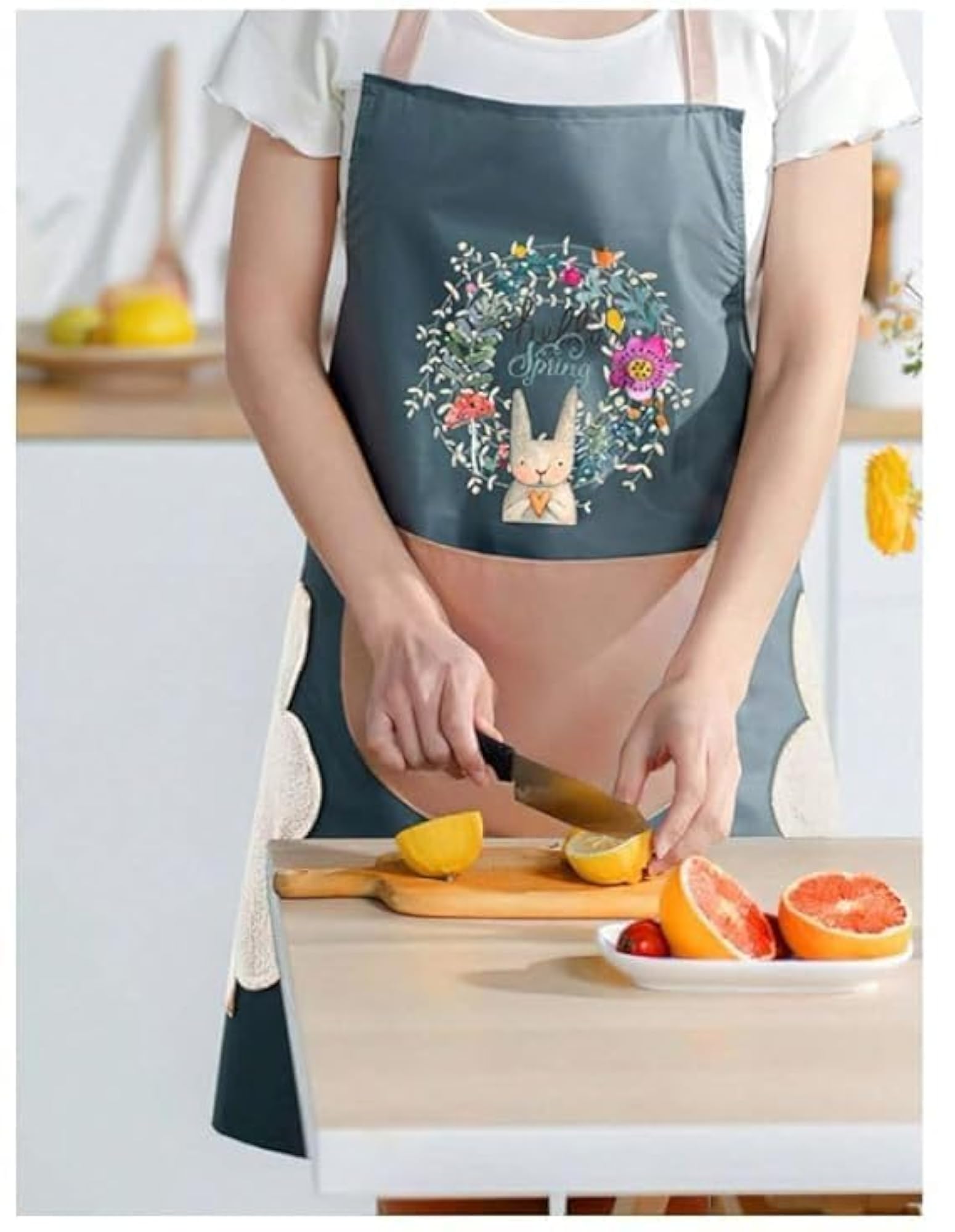 Waterproof Kitchen Apron with Pockets and Hand Wipe Towel