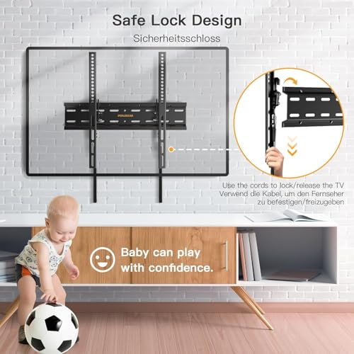 Perlegear TV Wandhalterung, Wandhalterung Fernseher für 26-60 Zoll TVs bis zu 52kg, Neigbare Fernseher Halterung 55 Zoll, Max. Vesa 400x400mm, für LCD/LED/Plasma – Bild 5