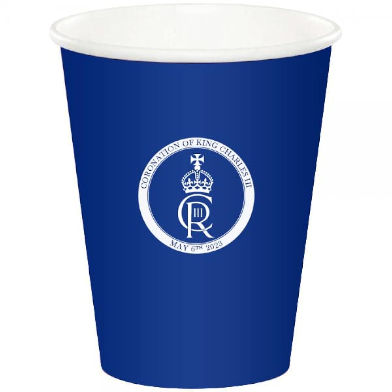 Shatchi Blue 10Pcs King Charles Iii Paper Cups 9Oz King's Coronation Uk British Royal Party Supplies Tableware Decorations Souvenir