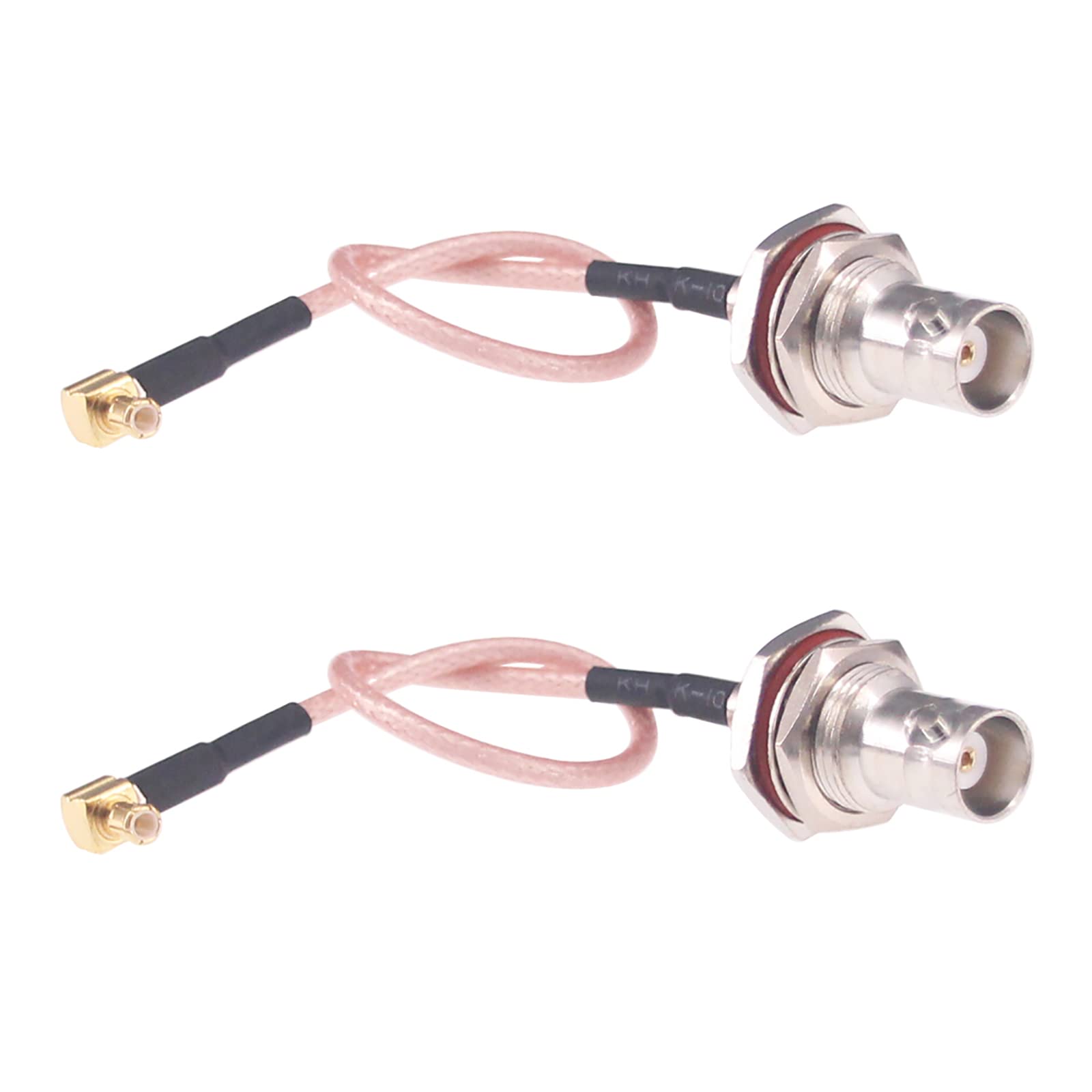 RFaha 2pcs RF coaxial Coax MCX Male Right Angle to BNC Female Cable RG316 15cm 6in(F162-2)